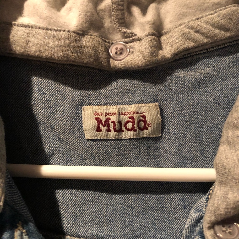 Denim vest with hood